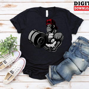Gorilla Gym PNG | Bodybuilding Ape Digital Design | Strong Gym Animal Sublimation Art for Fitness Fans - Digital Download