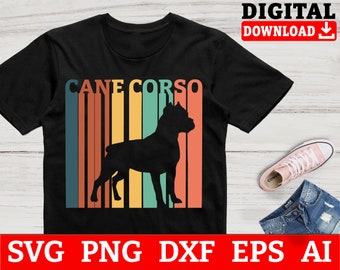 Retro Cane Corso SVG Clipart: Dog Cricut Files (Digital Download)