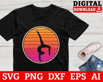 Retro Gymnastics SVG: Sunset Gymnast Silhouette (Digital Download)