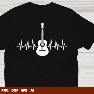 Heartbeat Guitar Svg, music svg, guitar silhouette, acoustic guitar svg, Svg Files For Cricut,Files For Commercial Use