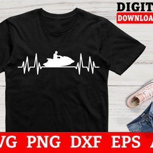 Jet Ski Svg Files - Heartbeat Jet Ski Svg, Jet Ski Clipart, Svg Files For Cricut, Instant Download