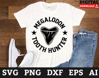 File SVG di Megalodon Tooth Hunter: design Cricut di squalo (download digitale)