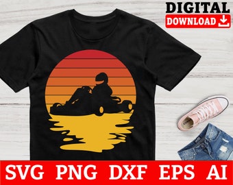 File SVG di corse di go-kart retrò: Cricut, Silhouette (download digitale)
