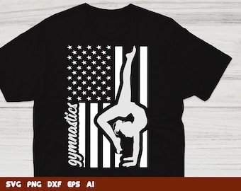 American Flag Gymnastics Svg - Gymnast Cut File - Patriotic Gymnast Design for Cricut and Silhouette