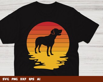 Retro Labrador SVG: Sunset Silhouette Clipart (Commercial Use)