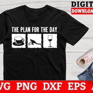 Funny Curling SVG, The Plan For The Day SVG, Winter Sports Clipart, Curling Rock Cricut Cut File, Sublimation PNG