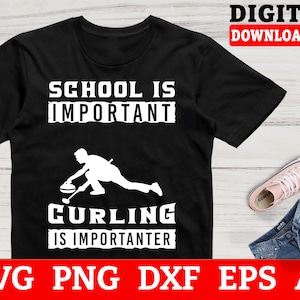 Curling Svg Files - School Is Important Curling Is Importanter Curling Svg, Ice Sports Svg, Files For Cricut, Instant Download