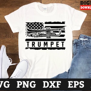 American Flag USA Patriotic Trumpet Svg Files - Trumpet Player Svg, Music Cricut Svg, Svg Files For Cricut
