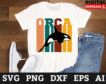 Pliki SVG Retro Orca – projekt Cricut Killer Whale (pobranie cyfrowe)