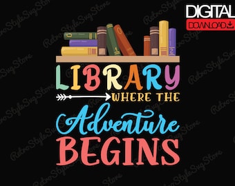 Archivo PNG SVG de aventura en la biblioteca: Diseño de bibliotecario (descarga digital)
