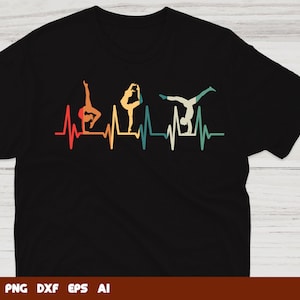 Gymnastik SVG, Retro Herzschlag Turnerin SVG, Turnerin Silhouette Schnittdatei, Tumbling SVG, Acrobat Clipart, Cricut Silhouette, digitaler Download