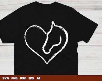 Corazón de caballo SVG: Archivo de corte de silueta, uso comercial (descarga digital)