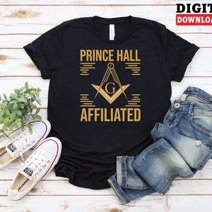 Prince Hall Affiliated PNG, Gold Freemason Sublimation Design, Digital Compass and Square Emblem File for Lodge Members - Digital Download