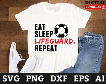 Lifeguard SVG Files: Eat Sleep Repeat, Rescue Swimmers (Digital Download)