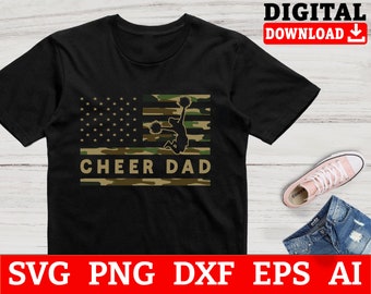 Cheer Dad SVG, amerikanische Flagge Cheer Dad PNG, Cheerleader Papa Cricut-Datei, stolzer jubeln Papa Design, Camo jubeln SVG (digitaler Download)