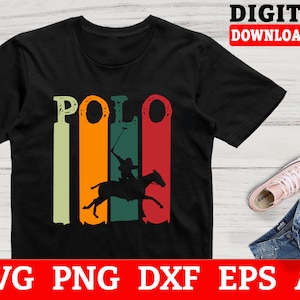 Polo SVG, jinete de polo retro SVG, clipart de jinete ecuestre, archivo vectorial de deporte de polo, archivos de corte de Cricut y Silhouette, descarga digital