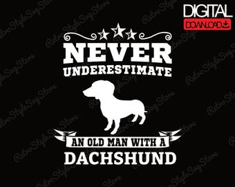 Old Man Dachshund PNG Funny Wiener Dog Lover Humor Design (Digital Download)
