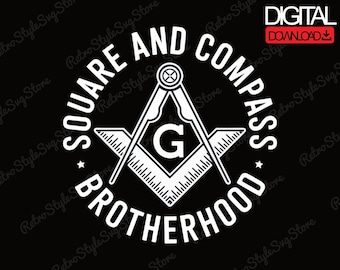Square and Compass Brotherhood PNG, Freemason Lodge Symbol Design, Masonic Circle Emblem Digital Download