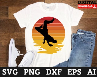 Retro Breakdancer SVG-bestanden: Hiphop Cricut Design (digitale download)