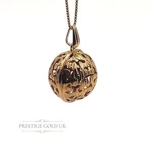 Gold Globe Pendant 9ct - Ornate Hollow Globe Fob - Gold Globe Necklace Pendant - 9 Karrat Gold Pendant
