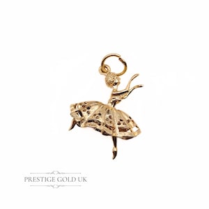 Ciondolo vintage a forma di ballerina in oro - Regalo anni &#39;70 con gambe in movimento - Ciondolo con ciondolo a forma di ballerina - Completamente marchiato britannico