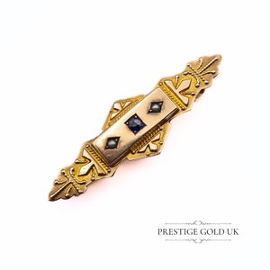 Antique Victorian Solid Gold Pearl Mourning Brooch 9ct - 3 Stone 9ct Gold Brooch - Keepsake Gold Brooch or Lapel Pin