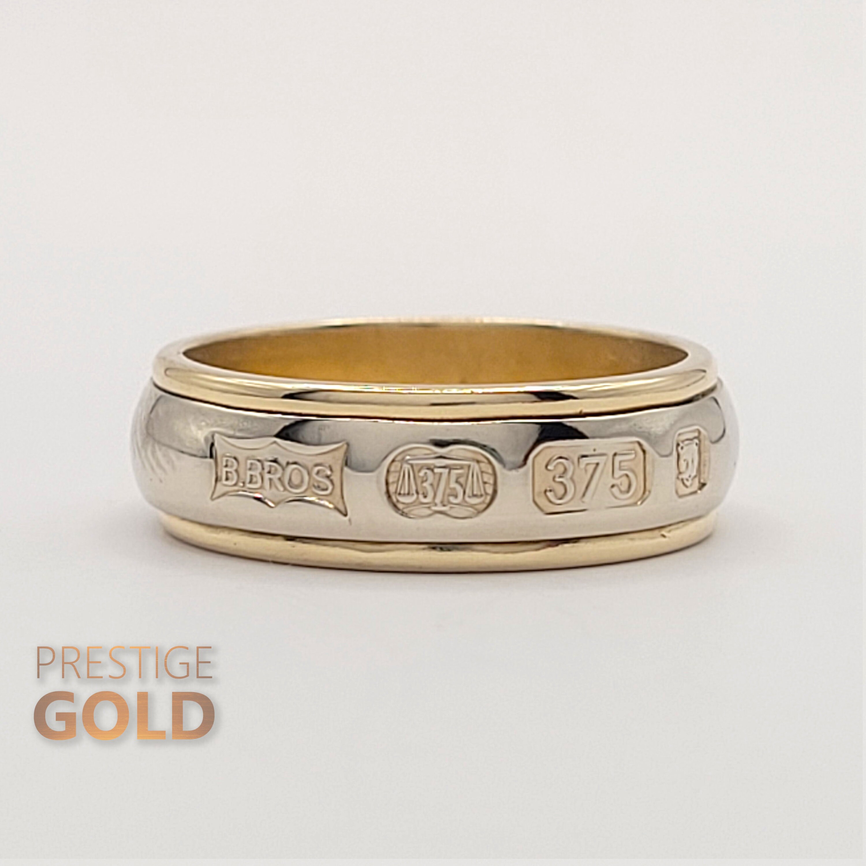 Gold Wedding Ring 9ct Gold Two Tone Ring B.bros Ring Hallmakrs on