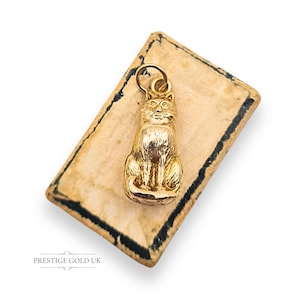 9ct Gold Small Cat Charm Pendant, Hollow Construction Lightweight Hallmarked 1960&#39;s Pendant, Yellow Gold Cat Figure ideal  Cat Lover Charm