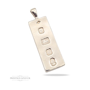 925 Silver Ingot Pendant London 1977 26g, Large 53mm x 16mm, Fully Hallmarked Silver Ingot