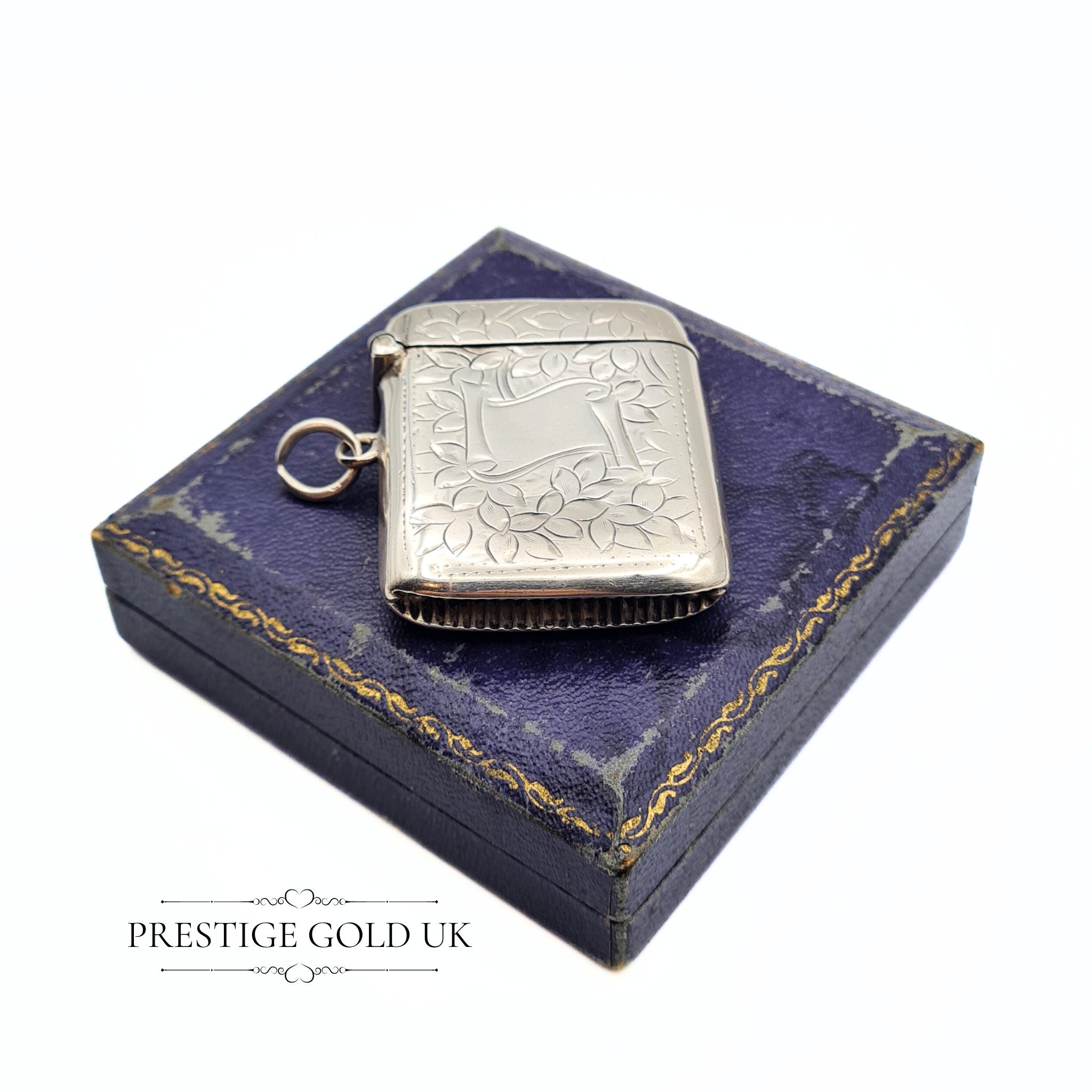 STERLING 1902年製 英国 バーミンガム 純銀 ヴェスタ マッチケース 2b7bc7bb655a33395f0285fbcc9241