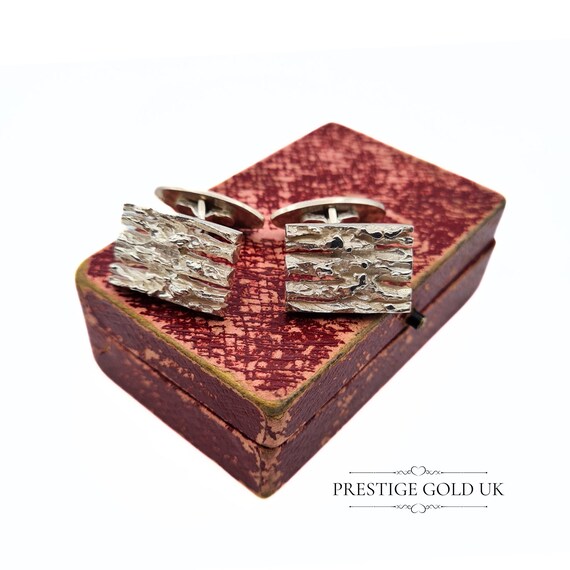 Large Gents Solid Silver Cufflinks  -   Brutalist… - image 2