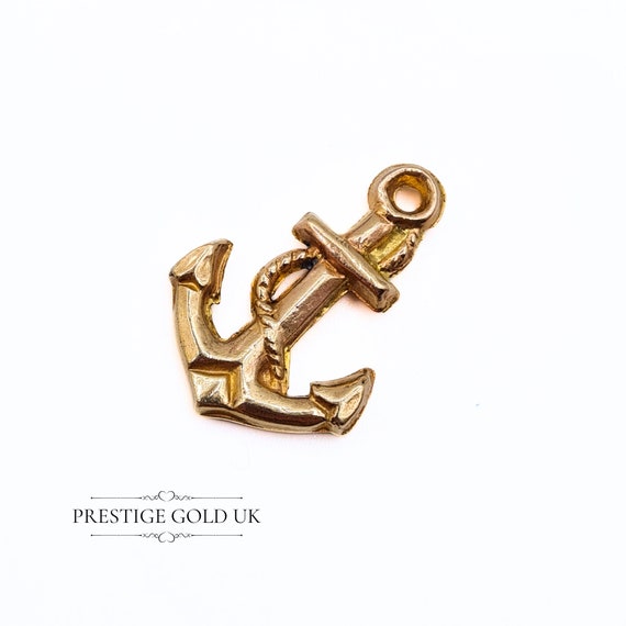 Vintage Gold Anchor Charm 9ct - Small Hollow Anch… - image 5
