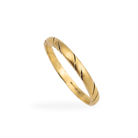 9ct Gold Stacking Ring, Narrow Bark Pattern Band,… - image 8