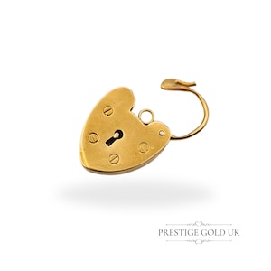 Large Vintage 9ct Gold Heart Padlock, Fully British Hallmarked London 1972, Big Opening Padlock, 1" Tall, 3.2g Gold, Romantic Jewellery Gift