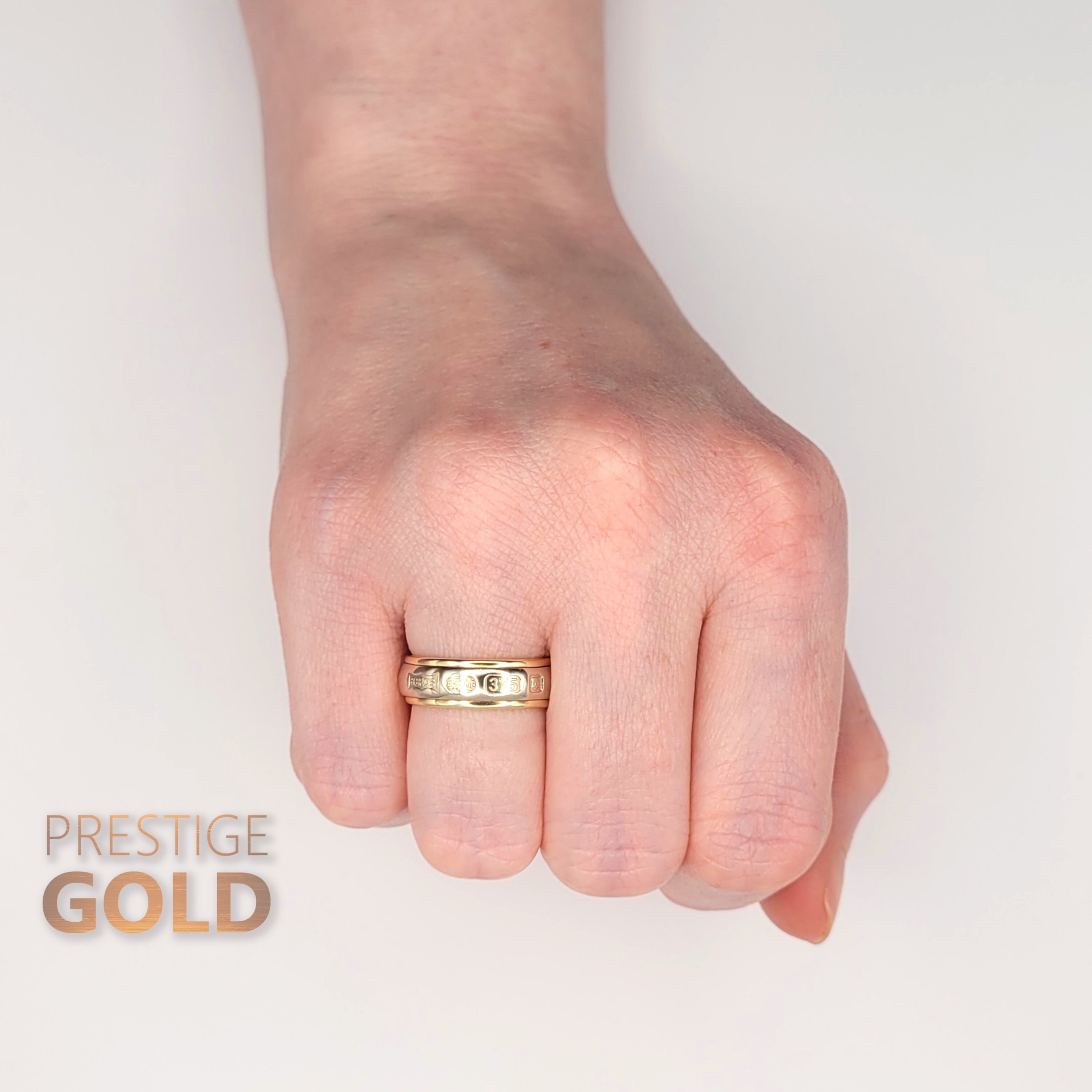Gold Wedding Ring 9ct Gold Two Tone Ring B.bros Ring Hallmakrs on