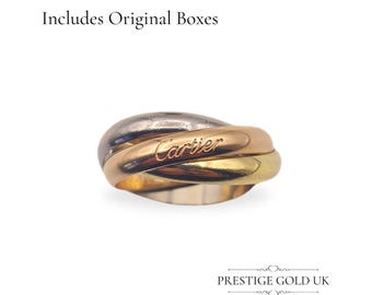 Vintage Cartier Trinity Rolling Ring, 18ct 3 Tone Gold Bands, Size UK N, US 7,  Cartier Trinity Rolling Ring, Including Original Box