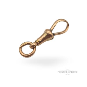 Antique 9ct Rose Gold Dog Clip for Albert Chain, Stamped 375, 23mm Long, 28mm with Jump Ring – Victorian Rose Gold Clasp