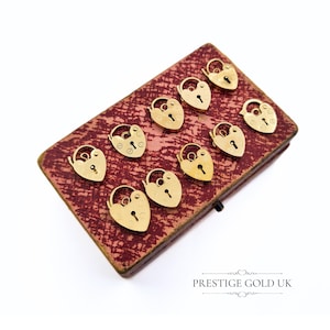Tiny Gold Heart Padlock Pendants 9ct - Gold Charm Bracelet Padlocks - Small 9ct British -English  Gold Valentines  Jewellery Gift