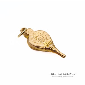 Ciondolo a soffietto per camino in oro anni &#39;60 - Pettine a soffietto decorato in oro 9 carati - Ciondolo per gioielli in oro - Completamente marchiato britannico
