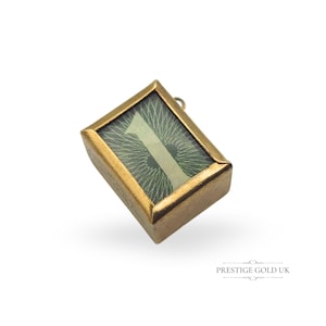 &quot;Vintage 9ct &quot;&quot;Gold InNotfallbruchglas&quot;&quot; Charm, 1975 London Hallmarked, verdeckte alte 1 Pound Note, 15 mm, Sammler Goldanhänger,&quot;