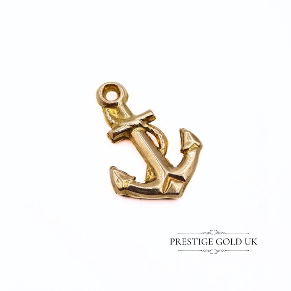 Vintage Gold Anchor Charm 9ct - Small Hollow Anch… - image 3