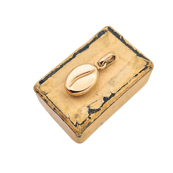 9ct Gold Coffee Bean Charm Pendant, Tiny Satin Finish Gold Charm, Fully Tested 9ct Gold