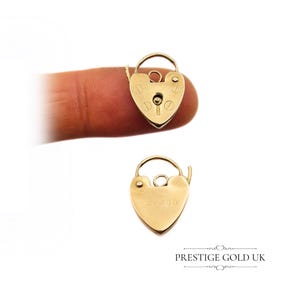 Vintage 9ct Yellow Gold Heart Padlock Charm, Hallmarked London 1991, 18 x 12mm, Petite Lock Design,  Lightweight 1.4g - Unique Gift Idea
