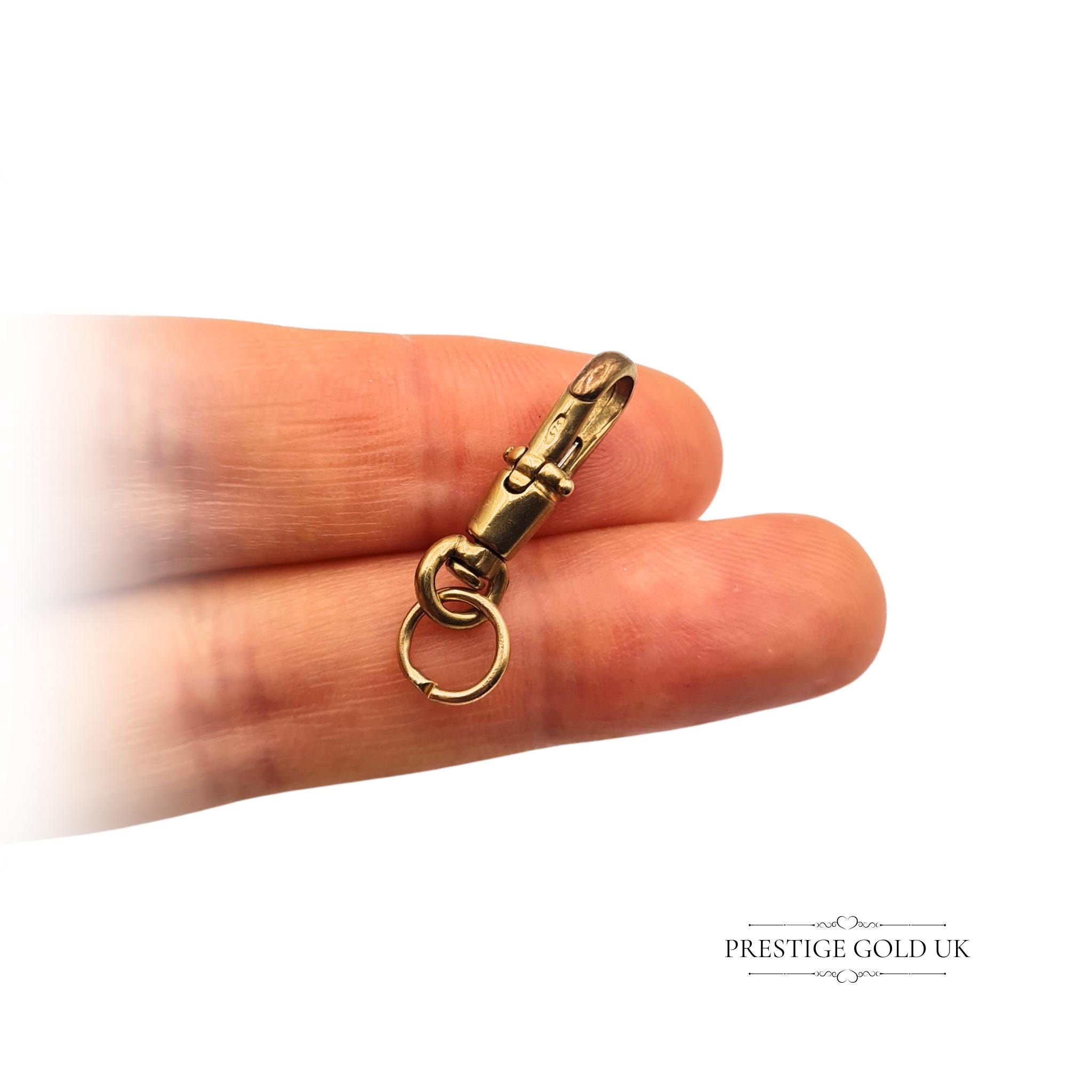 9ct Yellow Gold Dog Clasp With Swivel, Stamped 375, Secure Vintage