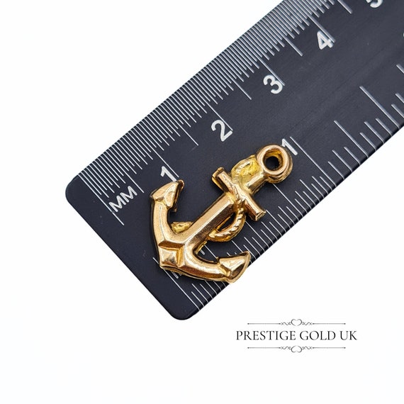 Vintage Gold Anchor Charm 9ct - Small Hollow Anch… - image 4