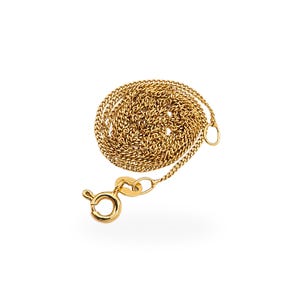 18" Long 9ct Gold Tiny Curb Chain Necklace, 46cm Long, Fully Hallmarked Gold Chain, Dainty 1mm Chain, Minimalist Jewellery