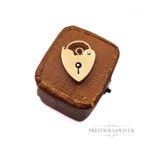Vintage 9ct Yellow Gold Heart Padlock Charm, Fully Hallmarked London 1975, 18 x 13mm, Lightweight 1.5g, Classic Jewellery Gift,