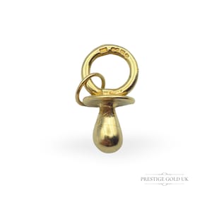 Vintage 9ct Gold Sugar Dummy Charm, Fully Hallmarked Sheffield 1977, Tiny 18mm Tall, Solid Gold Pendant, Baby Themed Gift, Unique Jewellery