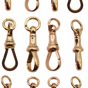 Vintage Gold Albert Chain Dog Clip 9ct - Solid Rose Gold Dog Clip - Antique Charm Holder Clip - Gold Pendant Clip or Clasp