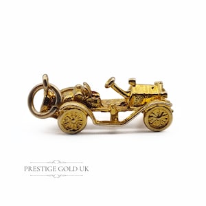 Vintage Gold Classic Car Charm -  9ct Gold Vintage Car Charm - Mid Century Gold Jewellery Pendant - English Hallmarked